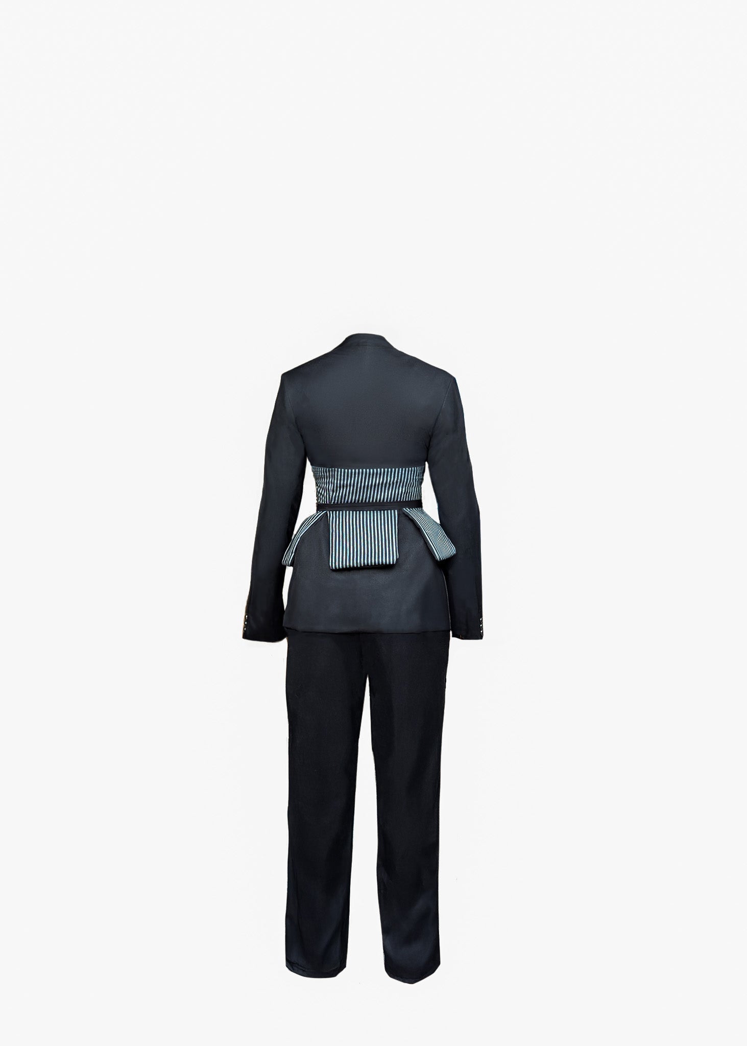 power dressing with corset, blazer and corset fusion, bold formalwear for women, corseted office style, WERQ tailored suit, corset fashion Indian women, professionalwear with shape, black cinched blazer outfit, fashion-forward businesswear, smart Indian o