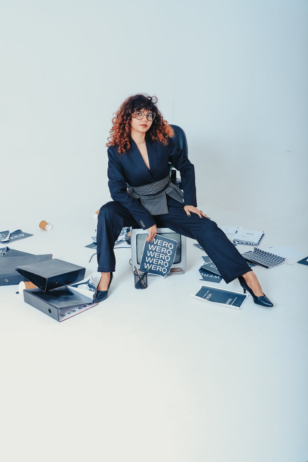 The Verdict Set – Black Pant Suit with Corset Belt