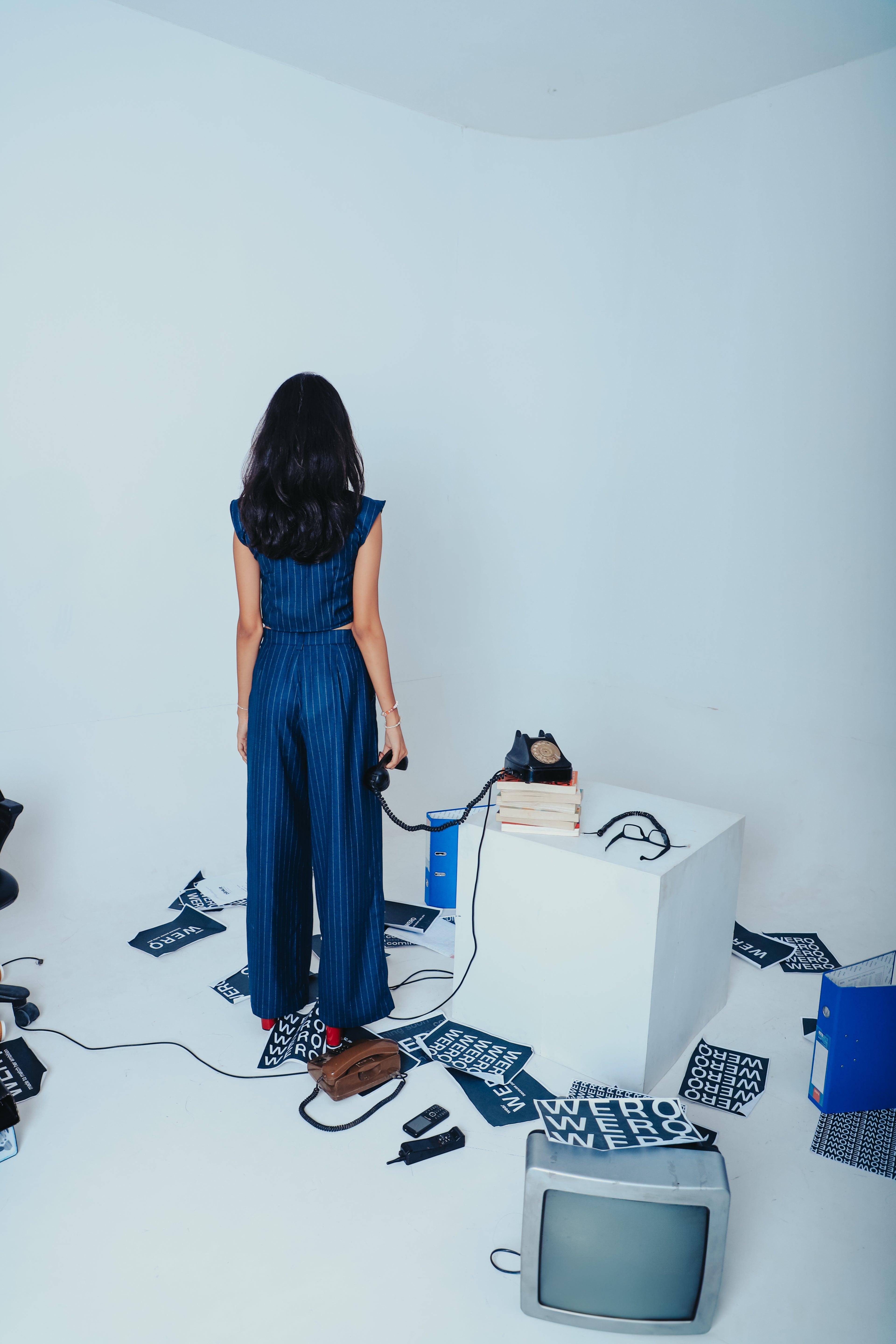 The Veto Set — Blue Pinstripe Vest & Wide-Leg Trouser Co-ord