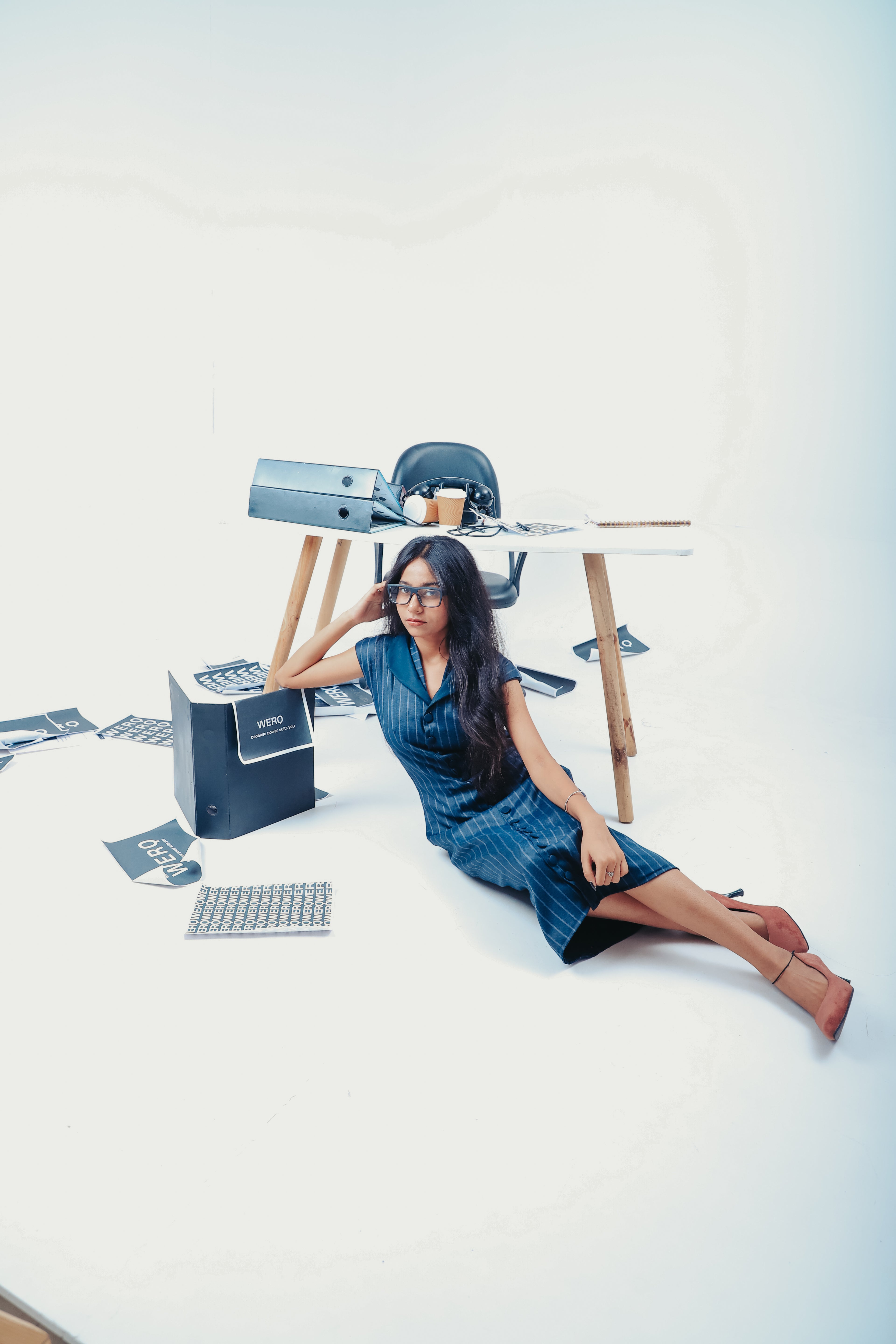 The Prime Dress — Blue Double-Collar Tailored Dress