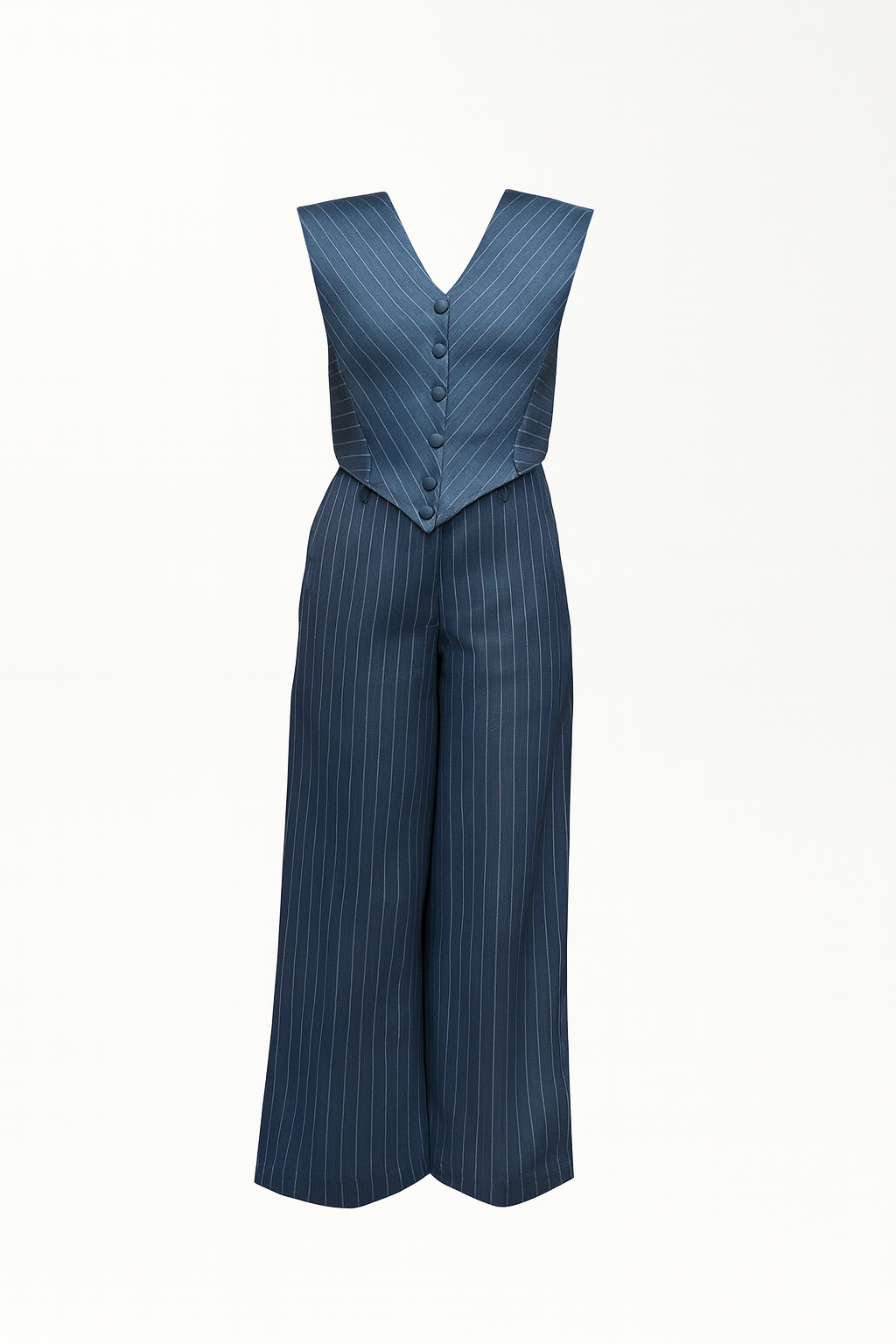 Blue pinstripe coord set by werq. Workwear for women.